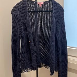 Lilly Pulitzer knit cardigan with fringe detail